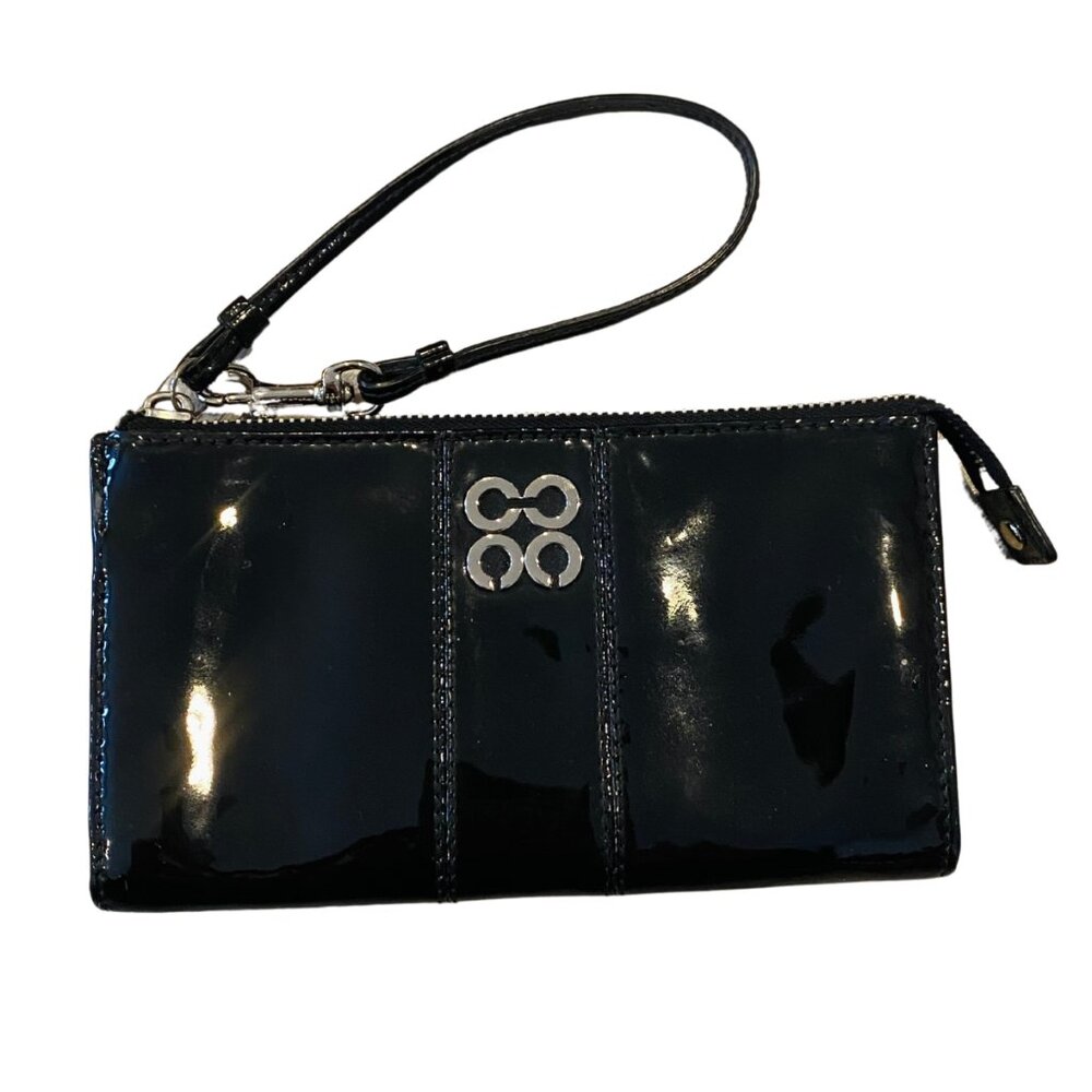Black Patent Leather Coach Wristlet Wallet Cluth
